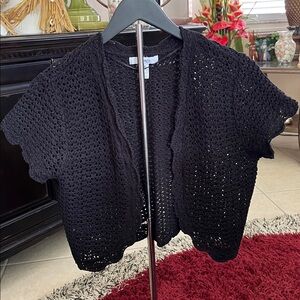 Black Knit Bolero with Scalloped Hem